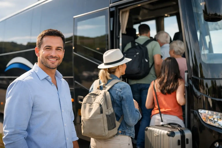 Fretamento turístico para viajar em grupo